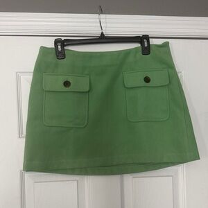 Bright Green Mini Skirt with Front Flap Pockets